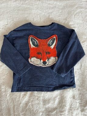 Mini Boden Navy Kids Fox Graphic Long-Sleeve Top